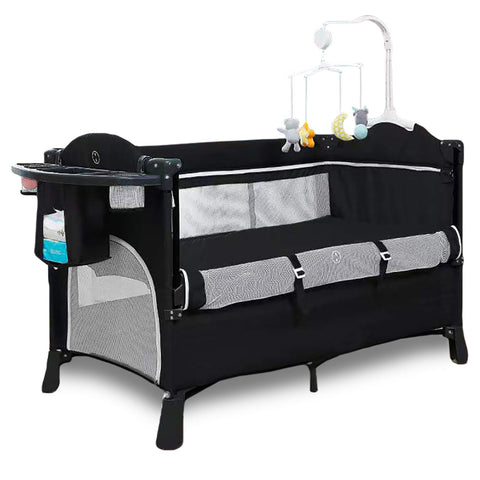 Teknum - 4 In 1 Baby Bedside Co-Sleeper Bassinet And Playpen Wt Rocker (Black)