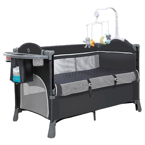 Teknum 4 In 1 Baby Bedside Co-Sleeper Bassinet And Playpen Wt Rocker (Grey)