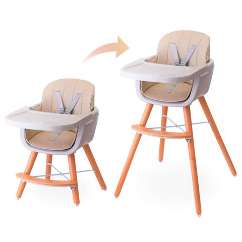 Teknum - Premium Dual Height Wooden High Chair (Ivory)