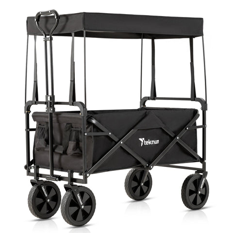 Teknum Folding Wagon Cart W/ Canopy (Black)