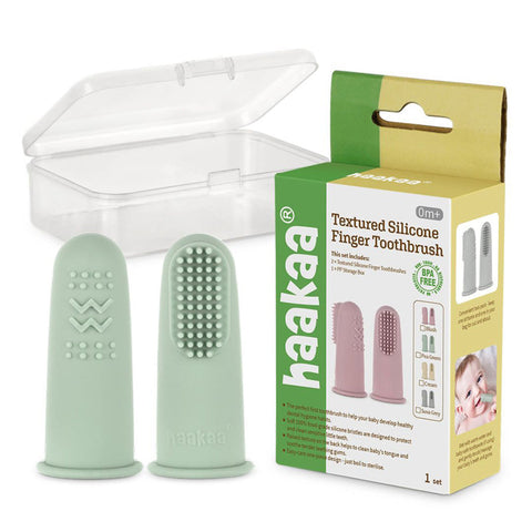 Haakaa - Textured Silicone Finger Toothbrush (Pea Green)