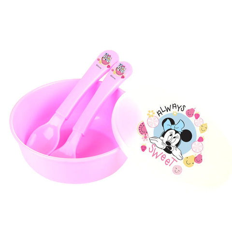 Disney - Baby 3Pcs Feeding Set, Bowl, Spoon And Fork - Minnie Mouse (Pink)