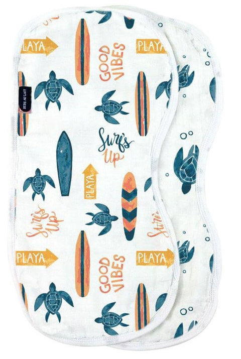 Bebe Au Lait Surf + Sea Turtles Oh So Soft Muslin Burp Cloths