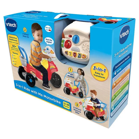 Vtech 3-IN-1 Ride With Me Motorbike (Red)