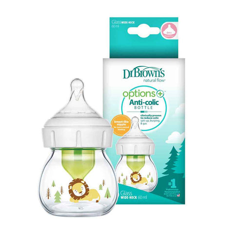 2 Oz/60 Ml Glass W-N Options+ Bottle W/ Lion Deco W/ Preemie Nipple, 1-Pack