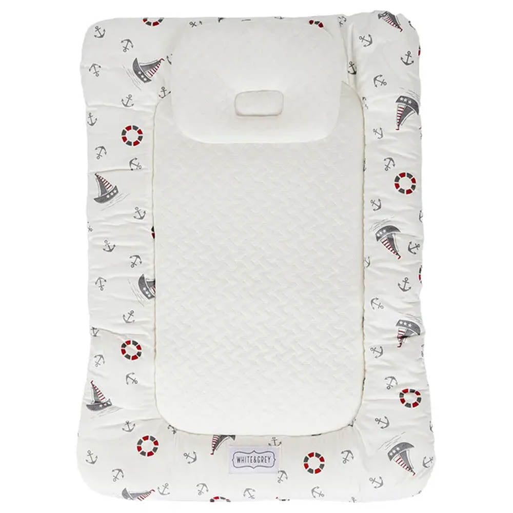 White & Grey Baby Mattress W/ Bamboo Paddings - Boat | Baby Sleeping Bags & Nests White & Grey Baby Mattress W/ Bamboo Paddings - Boat | Baby Sleeping Bags & Nests