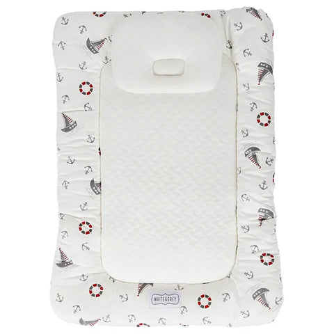 White & Grey Baby Mattress W/ Bamboo Paddings - Boat