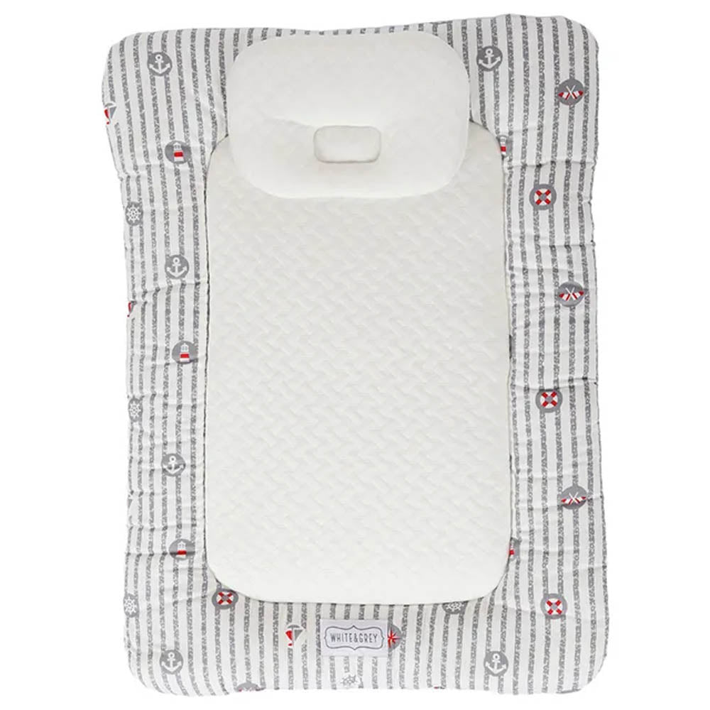 White & Grey Baby Mattress W/ Bamboo Paddings -Anchor | Baby Sleeping Bags & Nests White & Grey Baby Mattress W/ Bamboo Paddings -Anchor | Baby Sleeping Bags & Nests