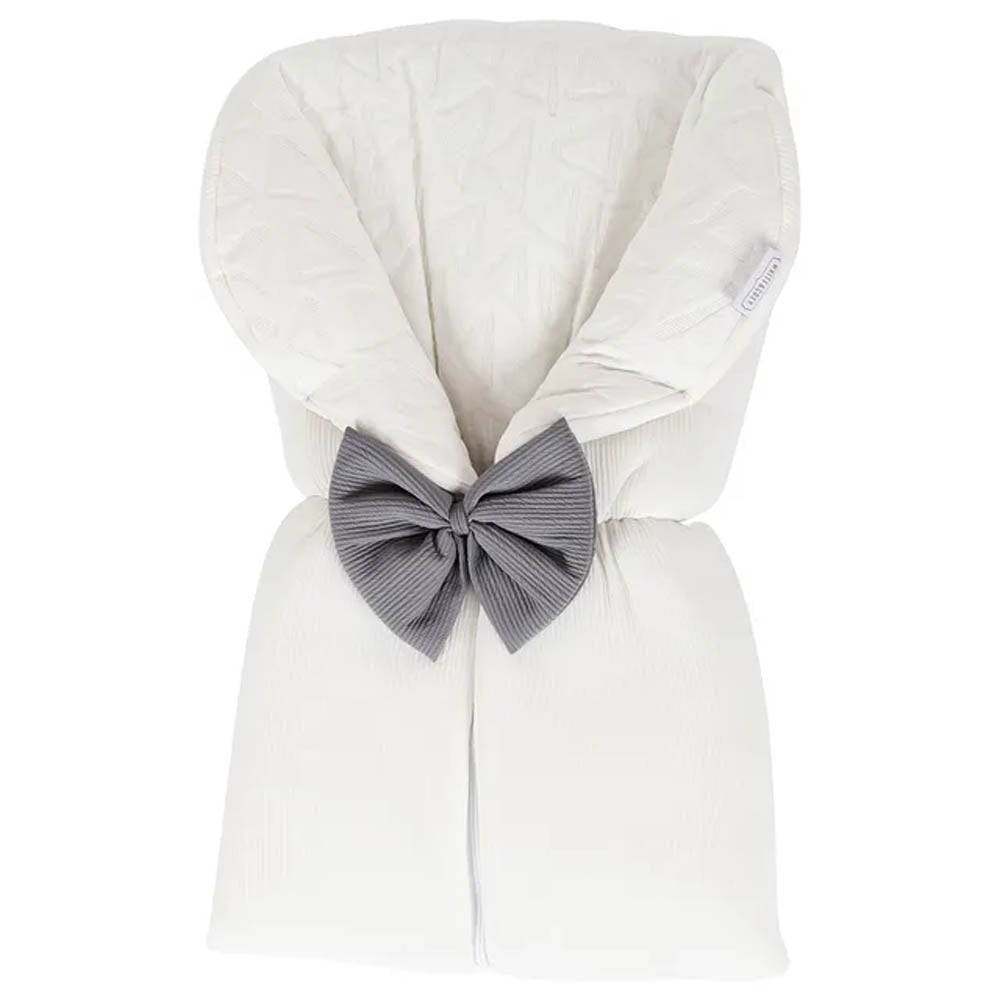 White & Grey Sleeping Bag - White W/Bow (Grey) | Baby Sleeping Bags & Nests White & Grey Sleeping Bag - White W/Bow (Grey) | Baby Sleeping Bags & Nests