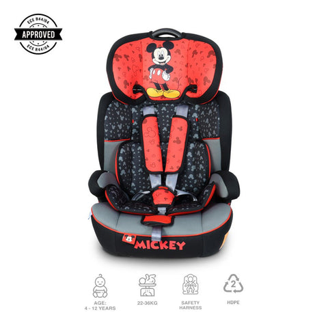 Disney Mickey Mouse Baby/Kids 3-In-1 Car Seat + Booster Seat (Group 1/2/3)