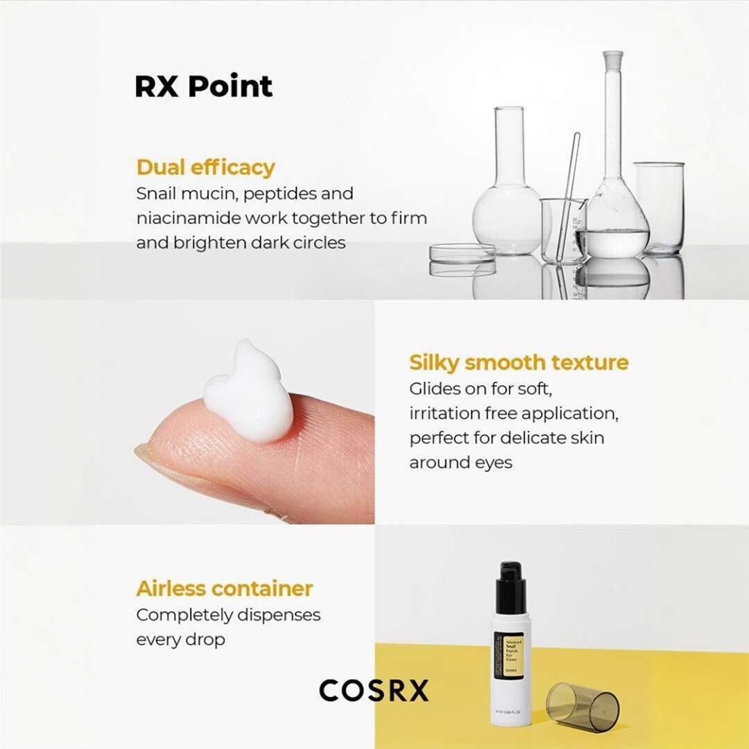 Cosrx كريم العيون المتقدم بببتيد الحلزون 25 مل | العناية بالعينين Cosrx كريم العيون المتقدم بببتيد الحلزون 25 مل | العناية بالعينين
