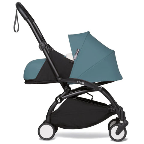 Babyzen Yoyo 0+ Stroller - Black Frame With Newborn Pack 0+ (Aqua)