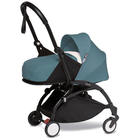 Babyzen Yoyo 0+ Stroller - Black Frame With Newborn Pack 0+ (Aqua)