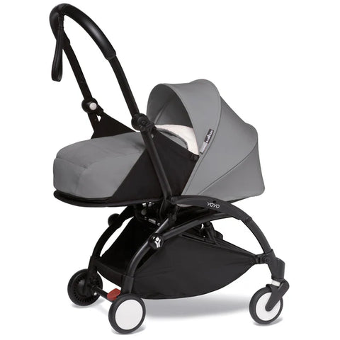 Babyzen Yoyo 0+ Stroller - Black Frame With Newborn Pack 0+ (Grey)