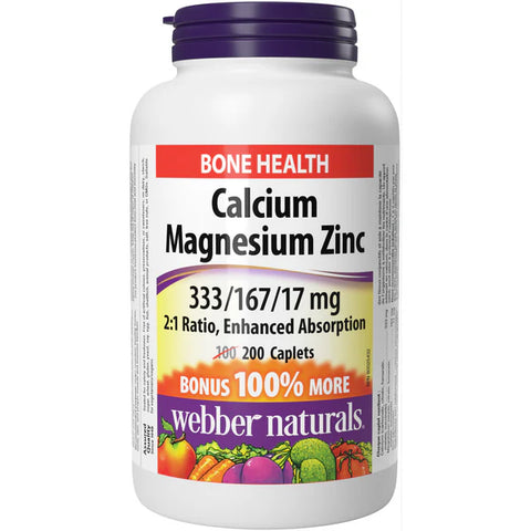 Webber Naturals Calcium Magnesium Zinc Caplet 200 CAP