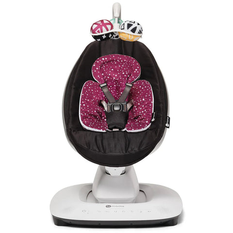 4Moms - MamaRoo 5 Multi-Motion Baby Swing (Black) + Newborn Insert (Maroon/Plush)