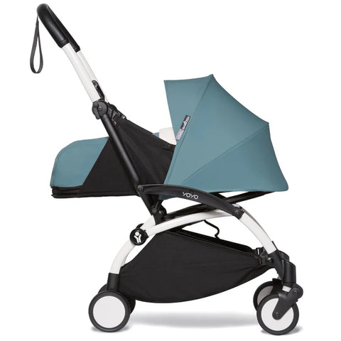 Babyzen Yoyo 0+ Stroller - White Frame With Newborn Pack 0+ (Aqua)